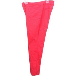 Chico's 12 (LG, 2) Red Textured Cropped Trousers Pockets Business Casual Office